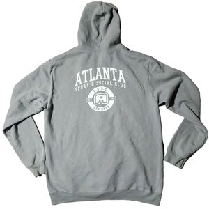 District Mens Grey Pullover Hoodie Atlanta Print Size XL